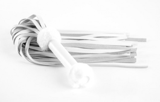 Белая плеть из натуральной кожи с меховой отделкой - 50 см. - БДСМ Арсенал - купить с доставкой во Владимире