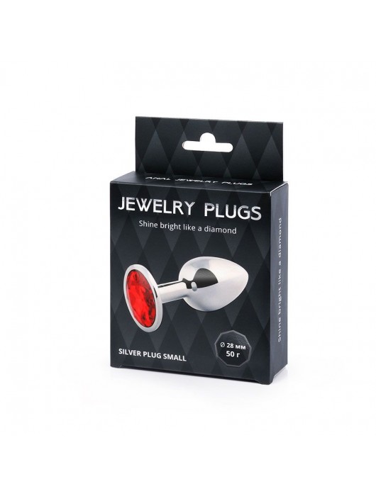 Серебристая анальная пробка с красным стразом - 7,2 см. - Anal Jewelry Plug - купить с доставкой во Владимире