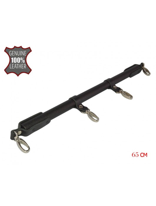 Черная металлическая распорка с кожаными ремешками и карабинами - 65 см. - Sitabella - купить с доставкой во Владимире