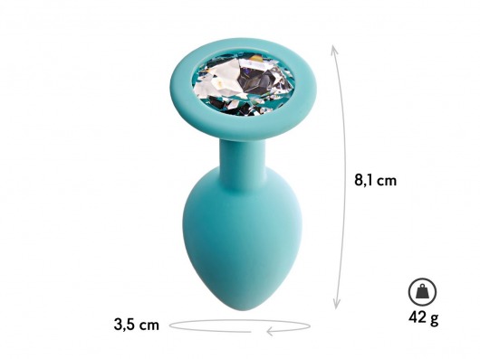 Аквамариновая анальная пробка с прозрачным кристаллом Gamma M - 8,1 см. - Le Frivole - купить с доставкой во Владимире