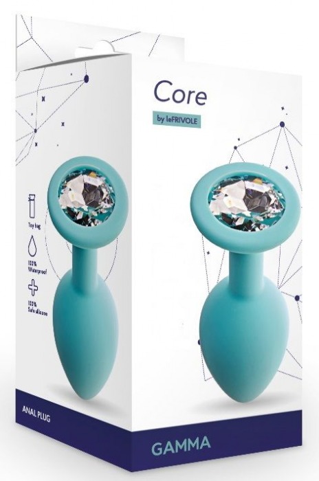 Аквамариновая анальная пробка с прозрачным кристаллом Gamma M - 8,1 см. - Le Frivole - купить с доставкой во Владимире