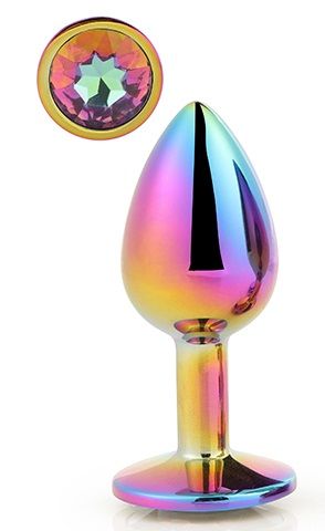 Голографическая анальная втулка с радужным кристаллом - 7,1 см. - Dream Toys - купить с доставкой во Владимире