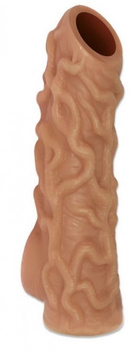 Телесная насадка с венками и открытой головкой Nude Sleeve M - 12 см. - KOKOS - во Владимире купить с доставкой