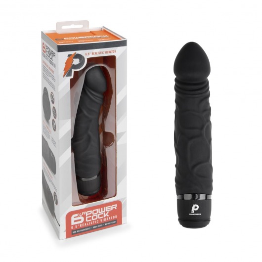 Черный вибратор-реалистик 6.5  Girthy Realistic Vibrator - 19 см. - PowerCocks