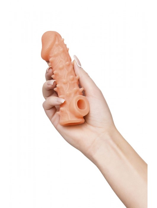 Телесная закрытая насадка с пупырышками Cock Sleeve Size S - 13,8 см. - KOKOS - во Владимире купить с доставкой