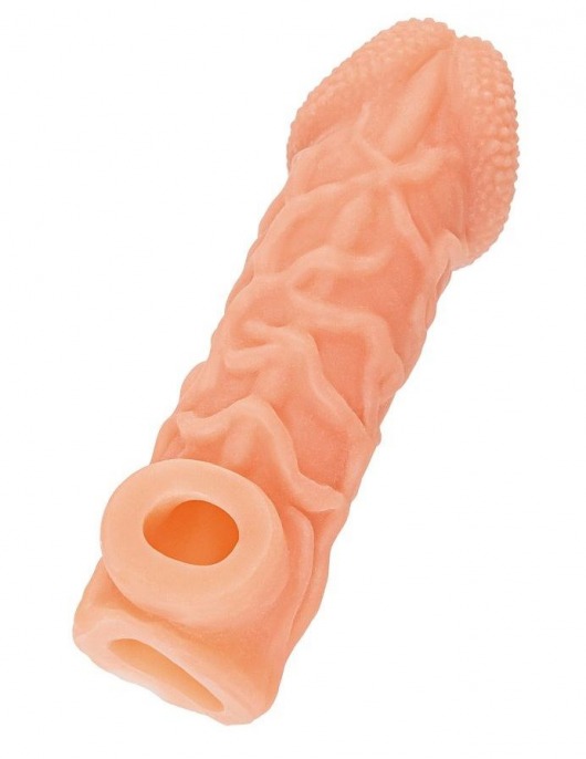 Телесная закрытая насадка с венками Cock Sleeve Size S - 13,8 см. - KOKOS - во Владимире купить с доставкой Телесная закрытая насадка с венками Cock Sleeve Size S - 13,8 см. - KOKOS - во Владимире купить с доставкой