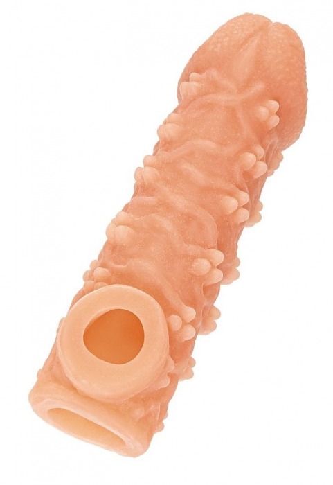Телесная закрытая насадка с пучками шишечек Cock Sleeve Size L - 17,6 см. - KOKOS - во Владимире купить с доставкой