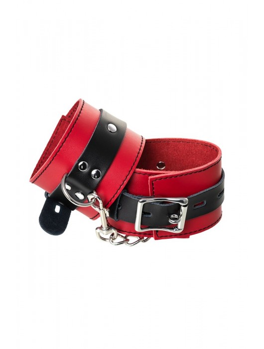 Красно-черные оковы на ноги из кожи - ToyFa - купить с доставкой во Владимире