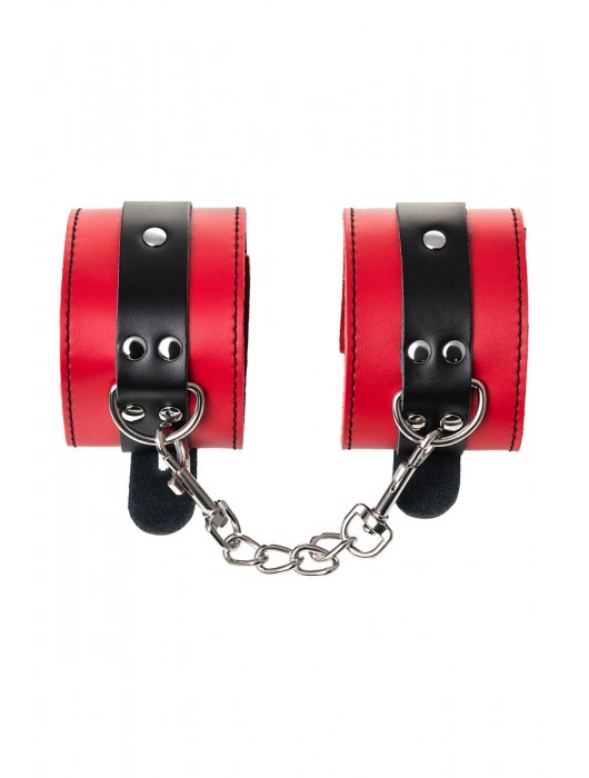 Красно-черные оковы на ноги из кожи - ToyFa - купить с доставкой во Владимире