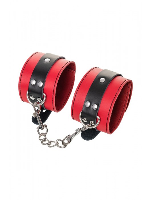 Красно-черные оковы на ноги из кожи - ToyFa - купить с доставкой во Владимире