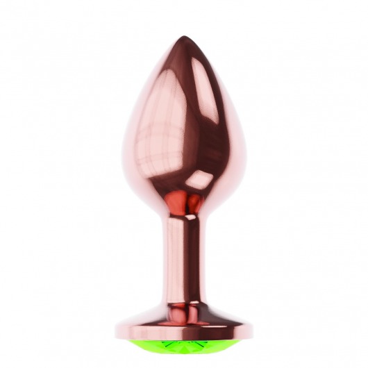 Пробка цвета розового золота с лаймовым кристаллом Diamond Emerald Shine S - 7,2 см. - Lola Games - купить с доставкой во Владимире