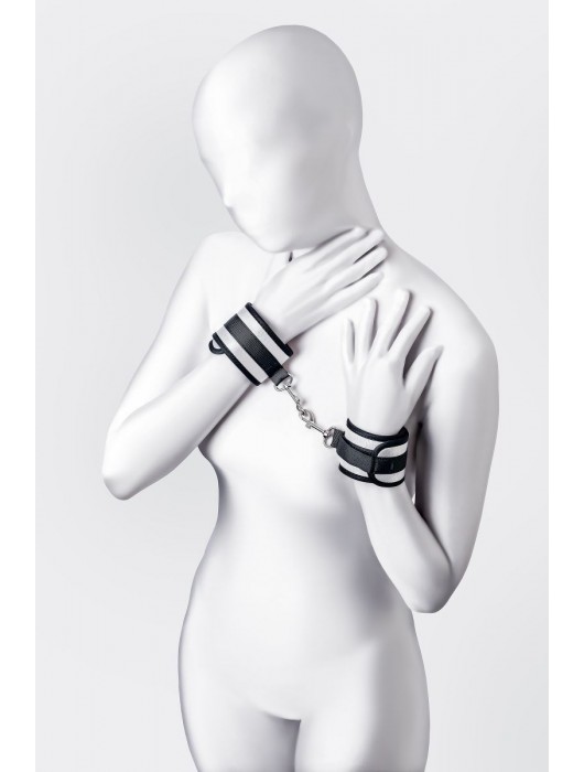 Серебристо-черные наручники Anonymo - ToyFa - купить с доставкой во Владимире