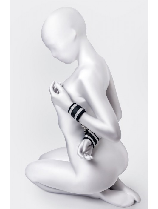 Серебристо-черные наручники Anonymo - ToyFa - купить с доставкой во Владимире