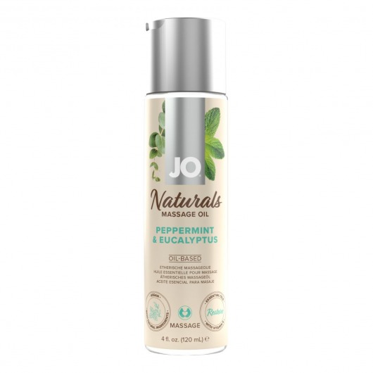 Массажное масло с ароматом перечной мяты и эвкалипта JO Naturals Peppermint   Eucalyptus - 120 мл. - System JO - купить с доставкой во Владимире