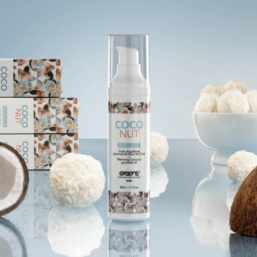 Разогревающее массажное масло с ароматом кокоса Gourmet Coconut - 50 мл. - Exsens - купить с доставкой во Владимире