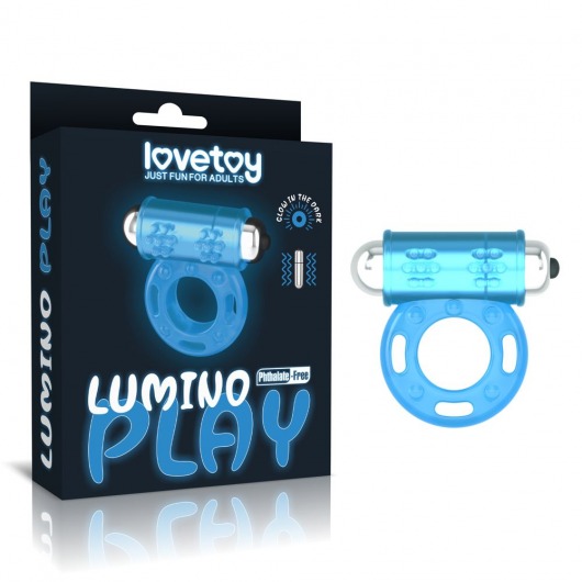 Голубое, светящееся в темноте эрекционное виброкольцо Lumino Play Vibrating Penis Ring - Lovetoy - во Владимире купить с доставкой