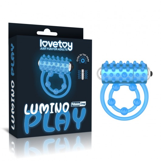 Голубое, светящееся в темноте виброкольцо Lumino Play Vibrating Penis Ring - Lovetoy - во Владимире купить с доставкой