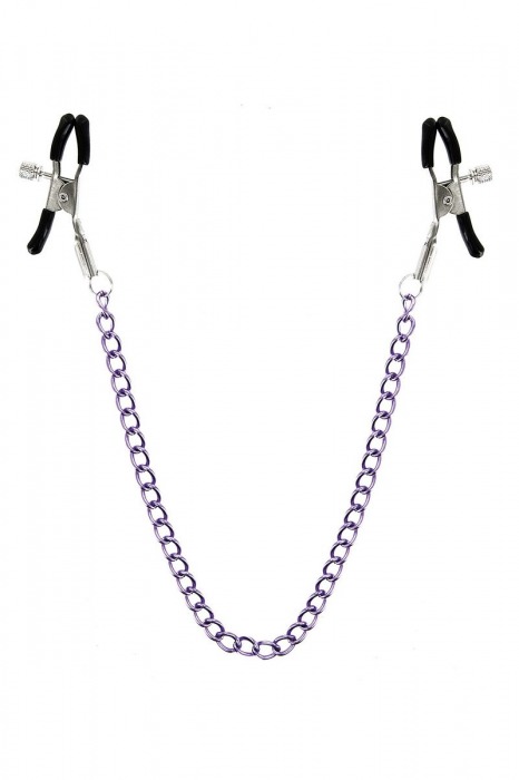 Зажимы для сосков с фиолетовой цепочкой Sweet Caress Nipple Chain - Sweet Caress - купить с доставкой во Владимире