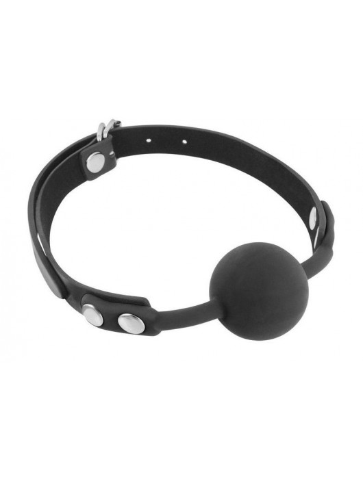 Черный силиконовый кляп-шарик на ремешках - Fetish Tentation - купить с доставкой во Владимире