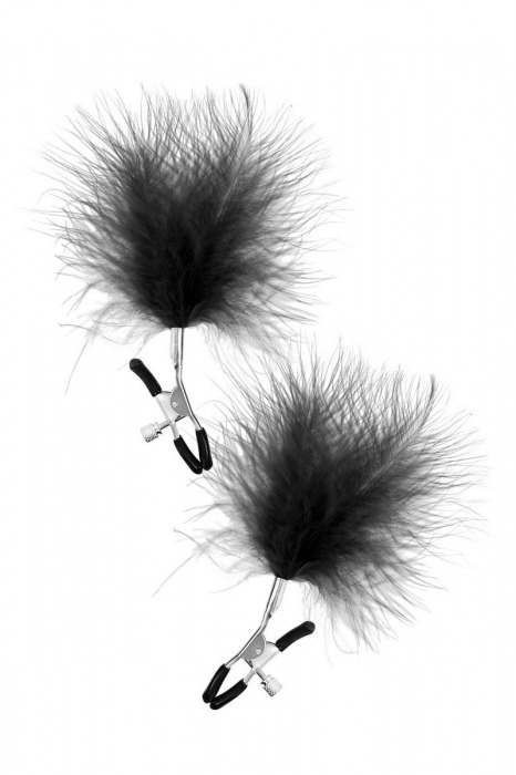 Зажимы на соски с черными пуховыми кисточками Sweet Caress Feather Nipple Clumps - Sweet Caress - купить с доставкой во Владимире