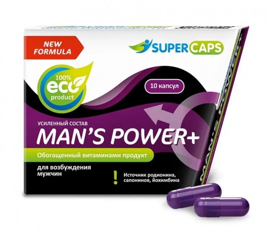 Возбуждающее средство для мужчин Mans Power plus - 10 капсул (0,35 гр.) +1 в подарок - SuperCaps - купить с доставкой во Владимире