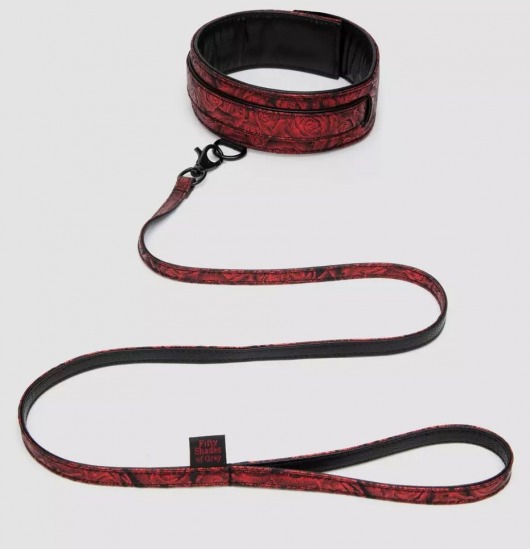Стильный ошейник с поводком Reversible Faux Leather Collar and Lead - Fifty Shades of Grey - купить с доставкой во Владимире