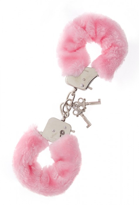 Металлические наручники с розовой меховой опушкой METAL HANDCUFF WITH PLUSH PINK - Dream Toys - купить с доставкой во Владимире