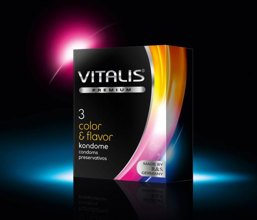 Цветные ароматизированные презервативы VITALIS PREMIUM color   flavor - 3 шт. - Vitalis - купить с доставкой во Владимире