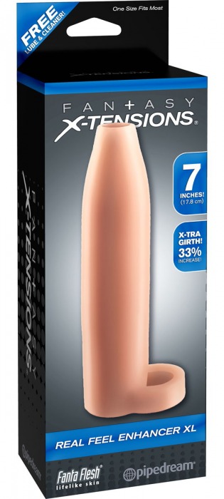 Телесная насадка Real Feel Enhancer XL - 17 см. - Pipedream - во Владимире купить с доставкой