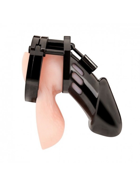 Черная акриловая клетка целомудрия для члена с замком - BlueLine - купить с доставкой во Владимире