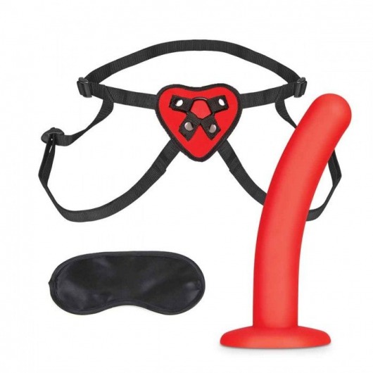 Красный поясной фаллоимитатор Red Heart Strap on Harness   5in Dildo Set - 12,25 см. - Lux Fetish - купить с доставкой во Владимире