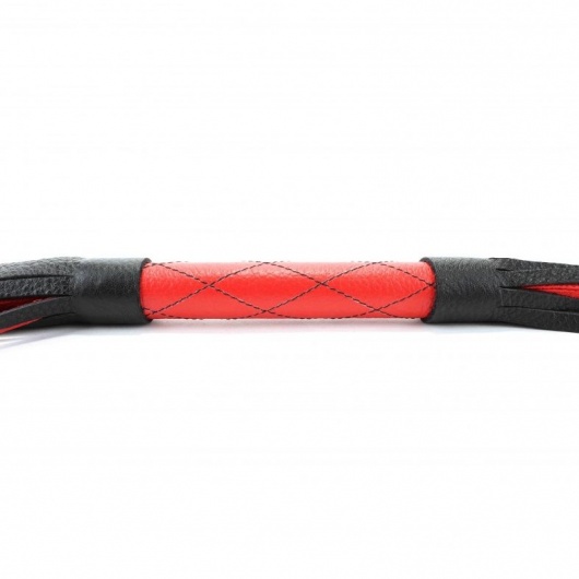 Красно-черная кожаная плётка - 51 см. - БДСМ Арсенал - купить с доставкой во Владимире