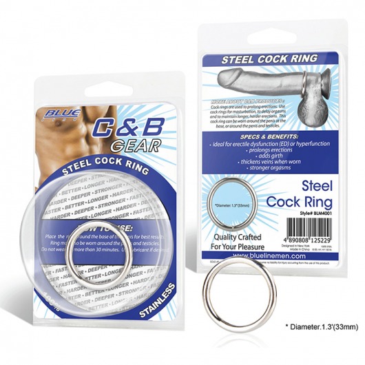 Стальное эрекционное кольцо STEEL COCK RING - 3.5 см. - BlueLine - во Владимире купить с доставкой