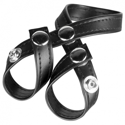 Разделитель мошонки из искусственной кожи на клепках 8 STYLE BALL DIVIDER - BlueLine - купить с доставкой во Владимире