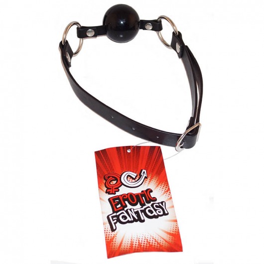 Силиконовый черный кляп-шарик на ремне Black Ballgag - Erotic Fantasy - купить с доставкой во Владимире