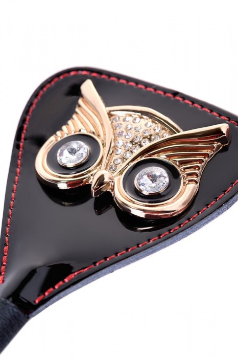 Чёрный стек с совой на кожаном наконечнике - 24 см. - ToyFa - купить с доставкой во Владимире