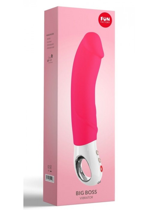 Ярко-розовый перезаряжаемый вибратор Big Boss G5 - 22,8 см. - Fun Factory