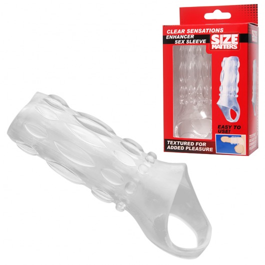 Насадка на пенис с кольцом для мошонки Clear Sensations Enhancer Sex Sleeve - 11,5 см. - XR Brands - во Владимире купить с доставкой