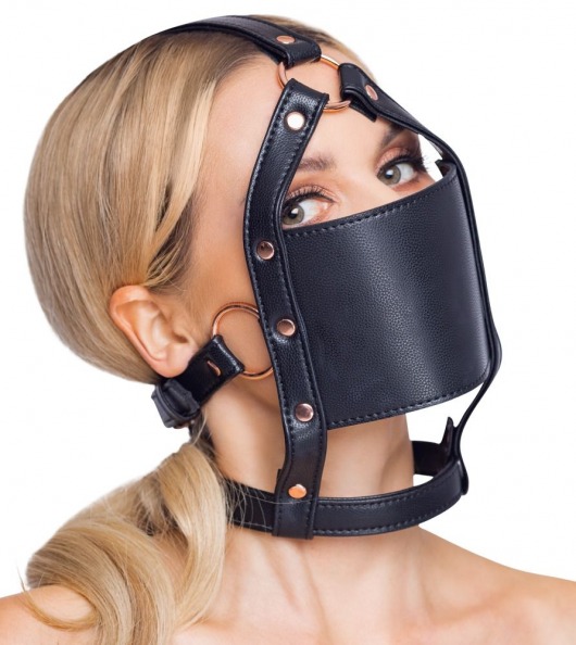 Черный намордник с кляпом-шаром Head Harness With A Gag - Orion - купить с доставкой во Владимире