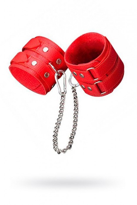 Кожаные красные оковы с цепочкой - Sitabella - купить с доставкой во Владимире