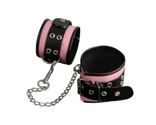 Кожаные розовые оковы с черным широким ремешком - Sitabella - купить с доставкой во Владимире
