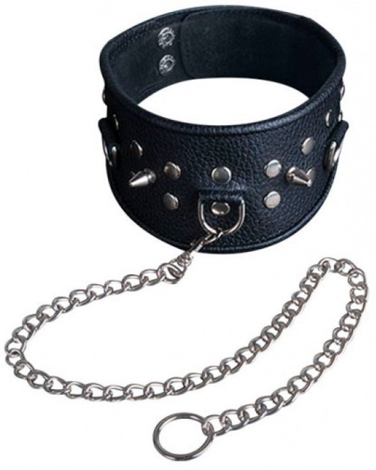 Чёрный ошейник из кожи - Sitabella - купить с доставкой во Владимире