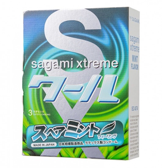 Презервативы Sagami Xtreme Mint с ароматом мяты - 3 шт. - Sagami - купить с доставкой во Владимире