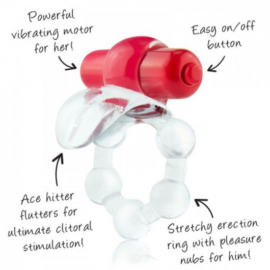 Виброкольцо с язычком и красным виброэлементом Overtime - Screaming O - во Владимире купить с доставкой