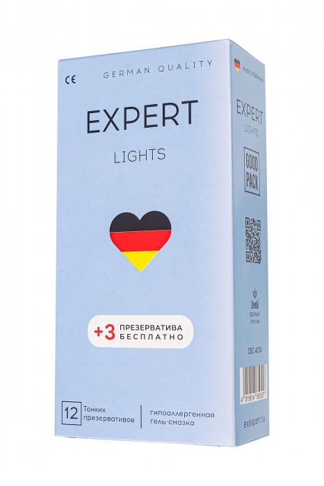 Ультратонкие презервативы EXPERT Lights - 12 шт.(+3 в подарок) - Expert - купить с доставкой во Владимире