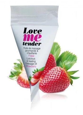 Съедобное согревающее массажное масло Love Me Tender Strawberry с ароматом клубники - 10 мл. - Love to Love - купить с доставкой во Владимире