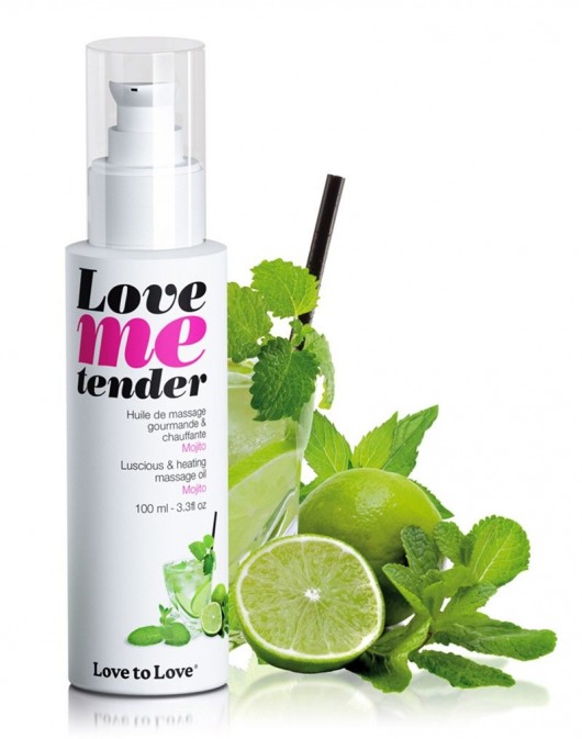 Съедобное согревающее массажное масло Love Me Tender Mojito с ароматом мохито - 100 мл. - Love to Love - купить с доставкой во Владимире