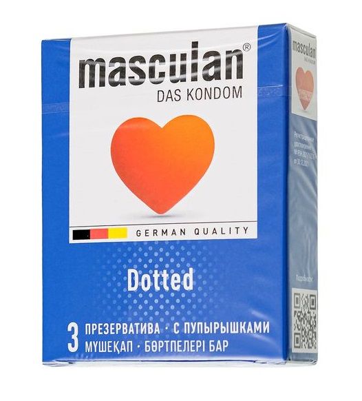 Презервативы с пупырышками Masculan Dotted - 3 шт. - Masculan - купить с доставкой во Владимире