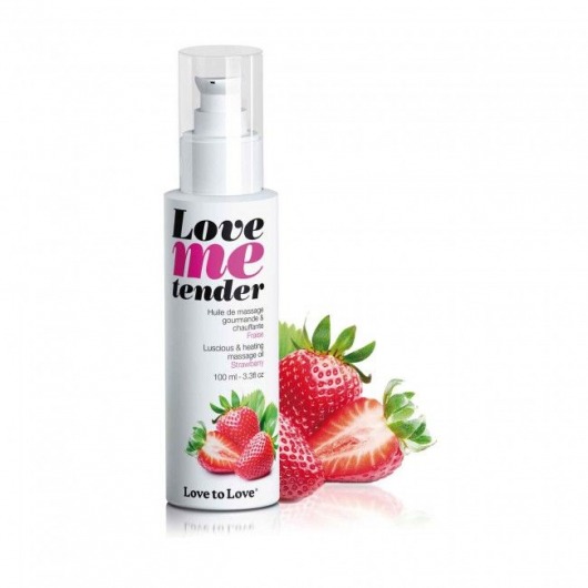 Съедобное согревающее массажное масло Love Me Tender Strawberry с ароматом клубники - 100 мл. - Love to Love - купить с доставкой во Владимире