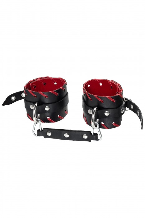 Черно-красные оковы из натуральной кожи - Pecado - купить с доставкой во Владимире